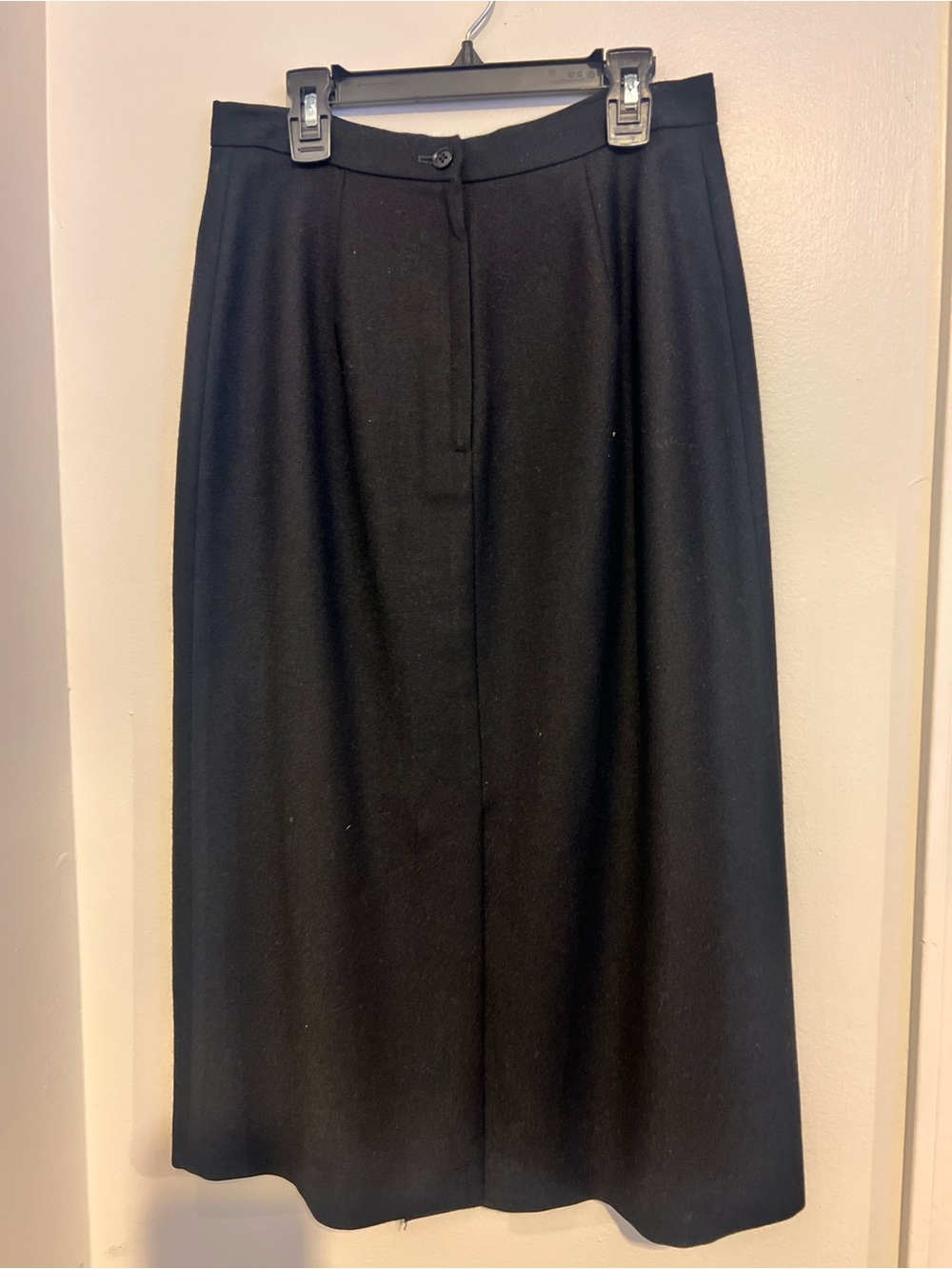 Women's Black Midi Skirt with Front Closure